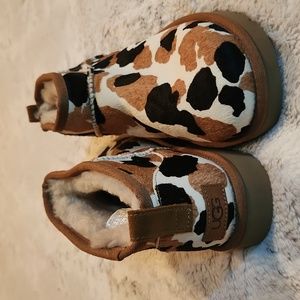 UGG cow print ankle boots